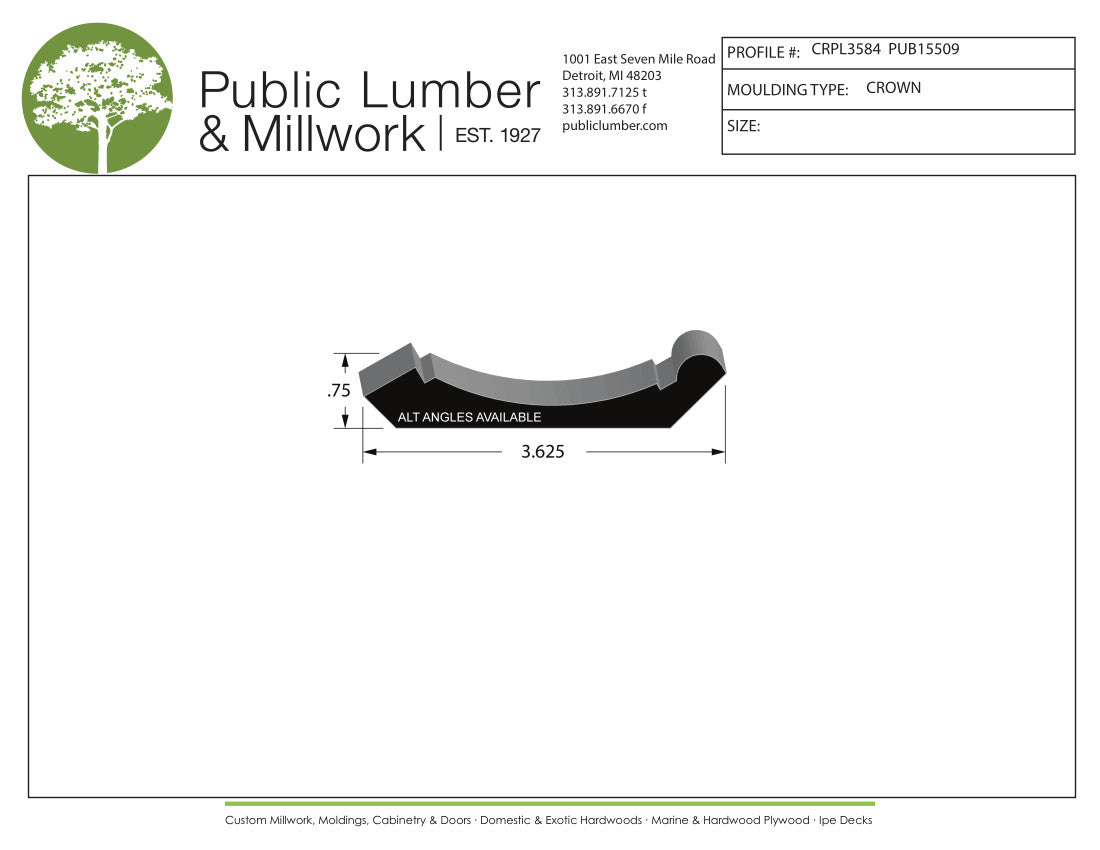 3/4"x3-5/8" Crown CRPL3584