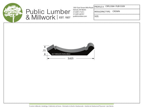 3/4"x3-5/8" Crown CRPL3584