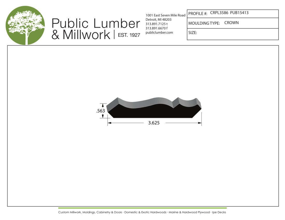 9/16"x3-5/8" Crown CRPL3586