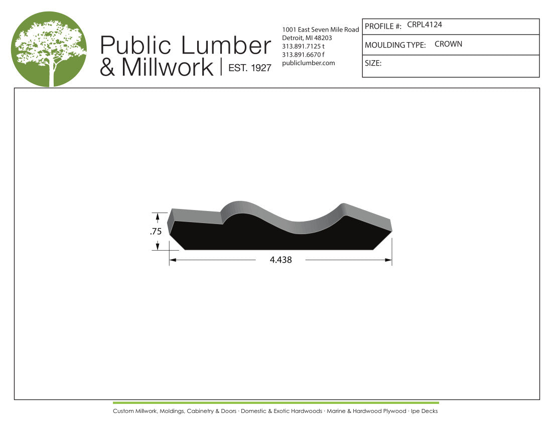 3/4"x4-7/16" Crown CRPL4124
