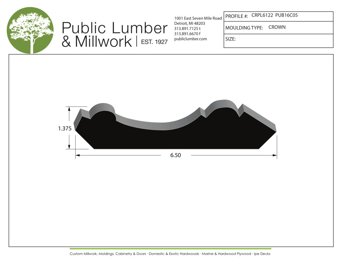 1-3/8"x6-1/2" Crown CRPL6122