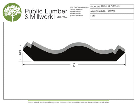 1-3/8"x8-1/4" Crown CRPL8143