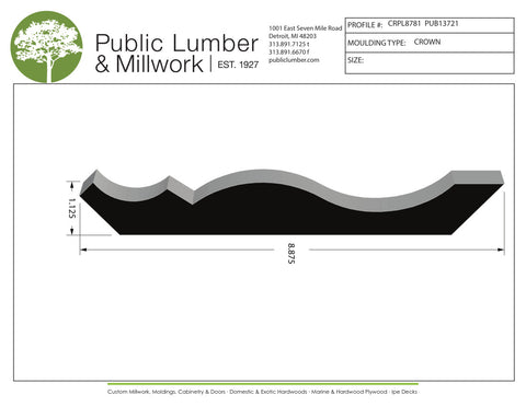 1-1/8"x8-7/8" Crown CRPL8781