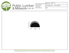 3/4"x1-1/2" Half Round HRPL1121
