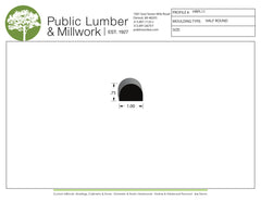 3/4"x1" Half Round HRPL11