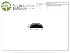5/8"x2" Half Round HRPL22