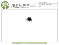 1/2"x3/4" Half Round HRPL342
