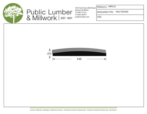 3/8"x4" Half Round HRPL42