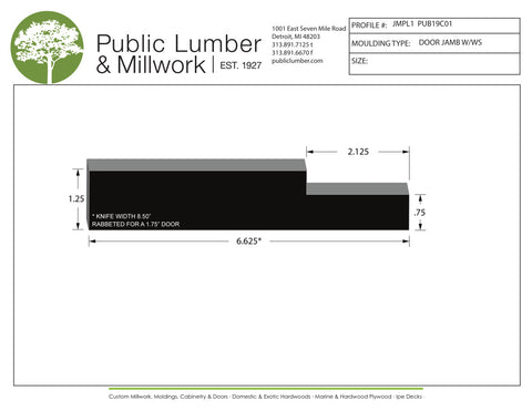 1-1/4"x6-5/8"  Rabbeted Jamb JMPL1