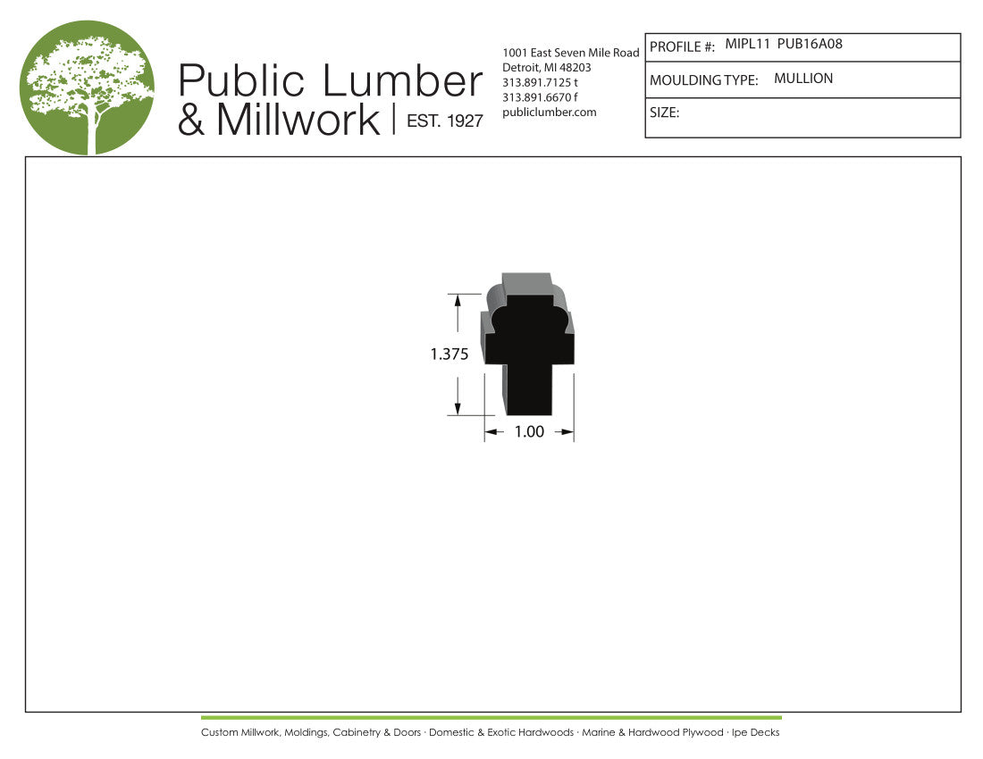 1-3/8"x1" Mutton Bar MIPL11