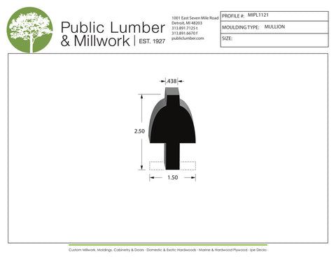 2-1/2"x1-1/2" Mutton Bar MIPL1121