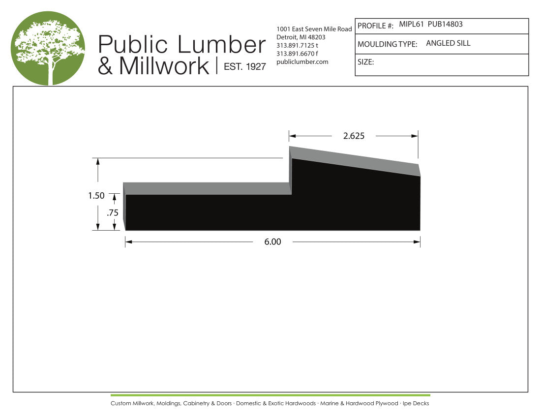1-1/2"x6" Angled Sill MIPL61
