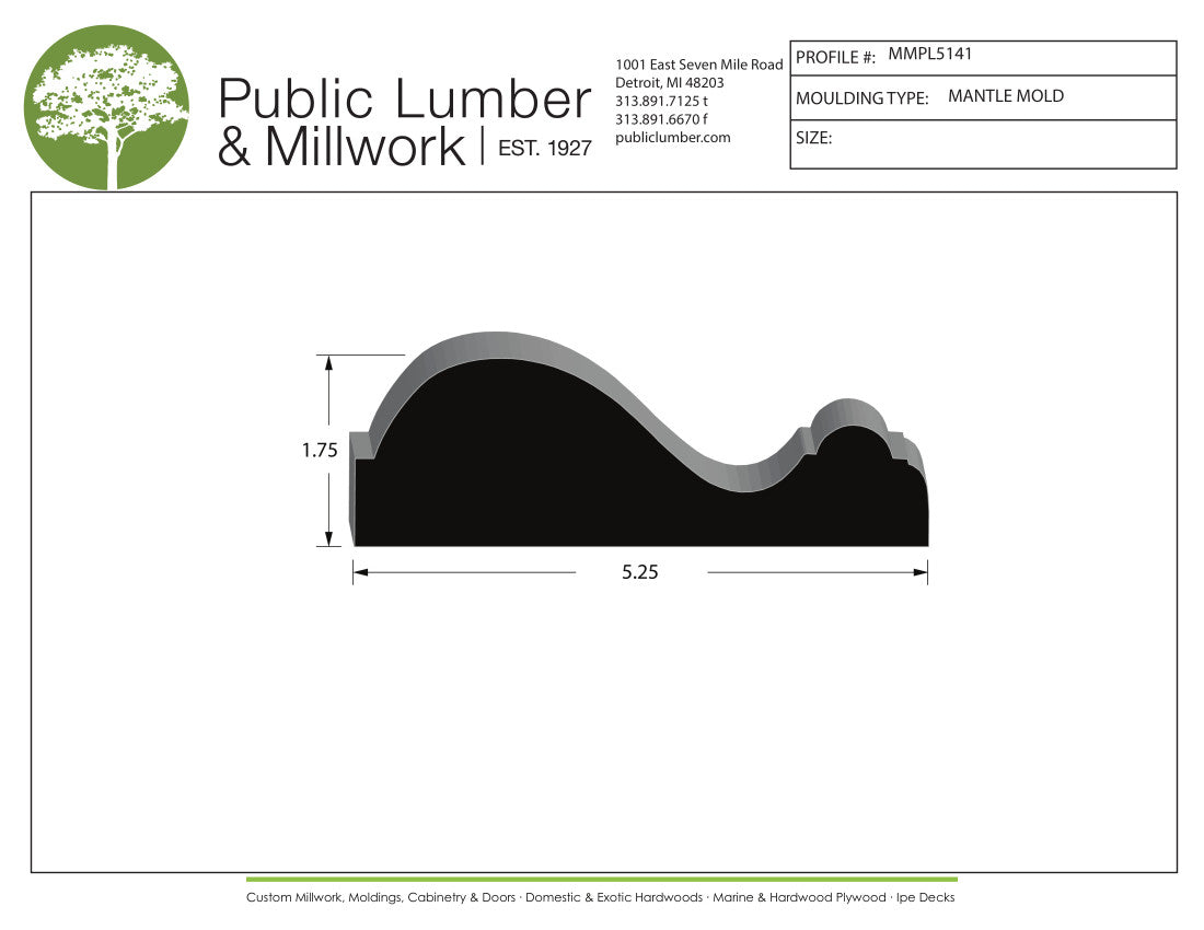 1-3/4"x5-1/4" Mantle Moulding MMPL5141
