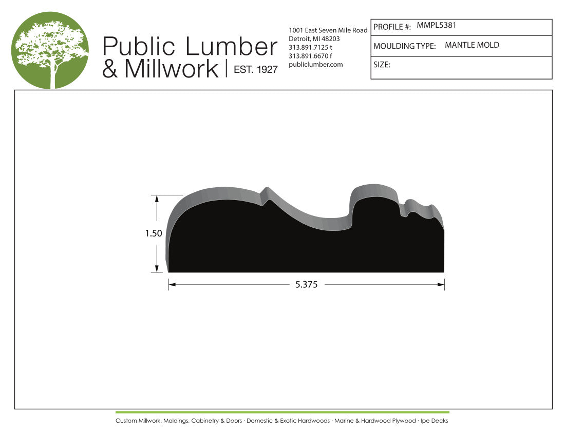 1-1/2"x5-3/8" Mantle Moulding MMPL5381