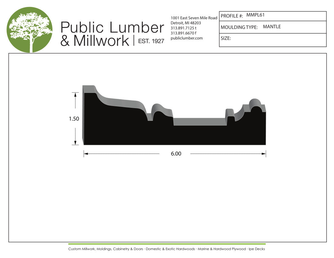 1-1/2"x6" Mantle Moulding MMPL61