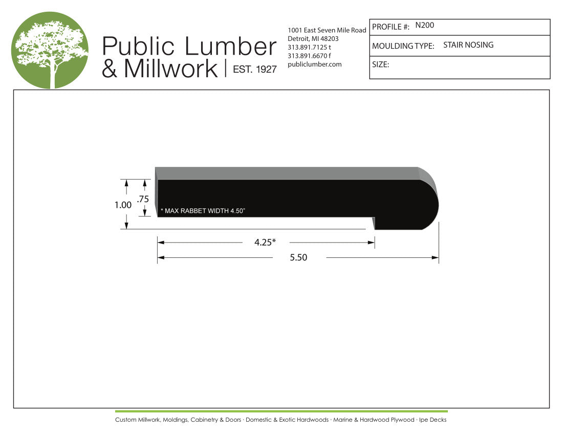 1"x5-1/2" Stair Nosing N200