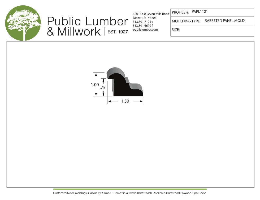 1"x1-1/2" Rabbeted Panel PAPL1121