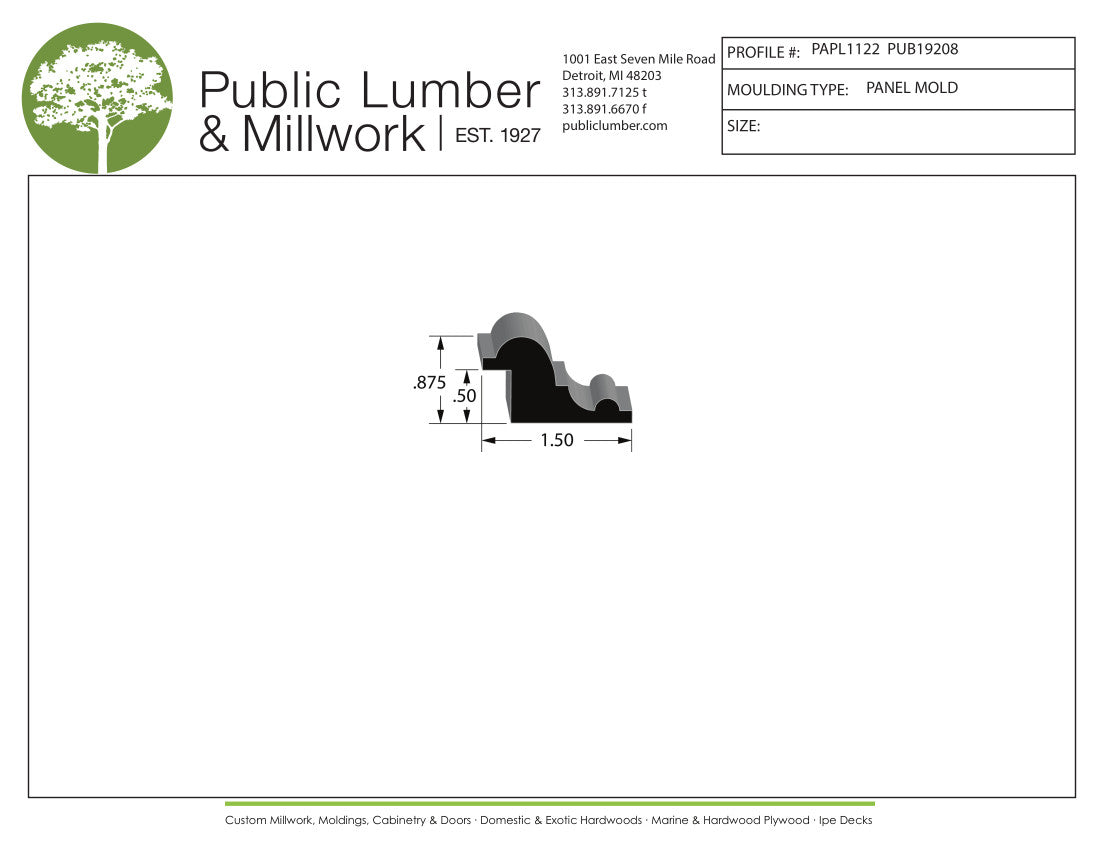 7/8"x1-1/2" Rabbeted Panel PAPL1122