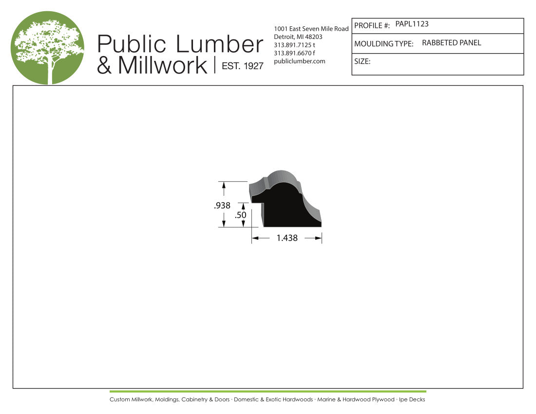 15/16"x1-7/16" Rabbeted Panel PAPL1123