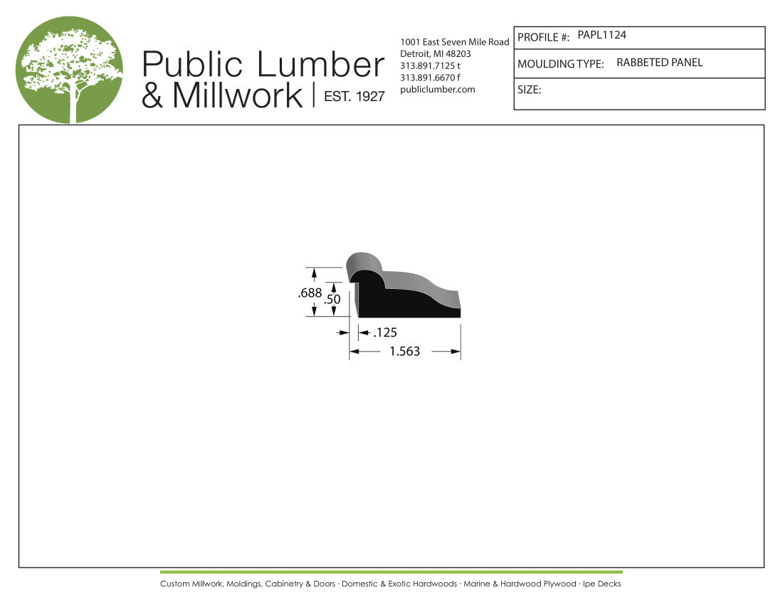 11/16"x1-9/16" Rabbeted Panel PAPL1124