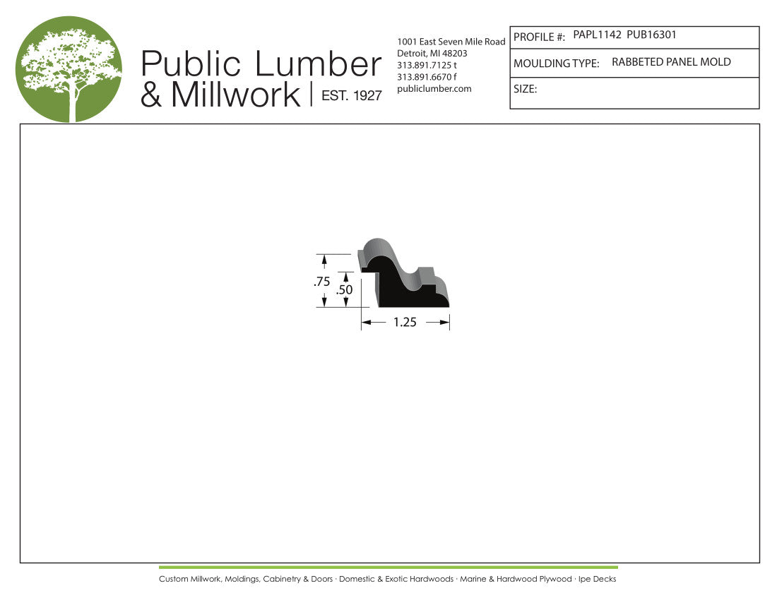 3/4"x1-1/4" Rabbeted Panel PAPL1142