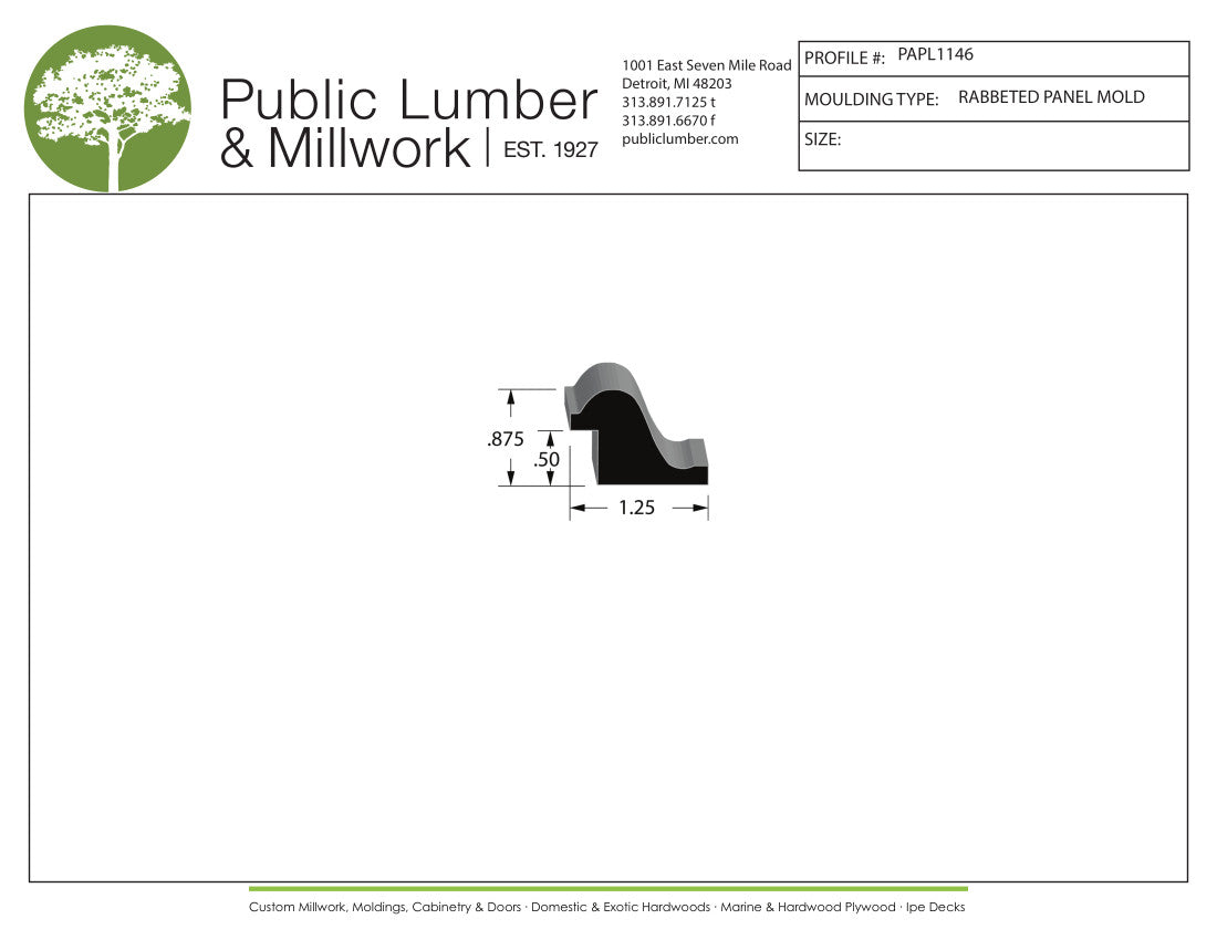 7/8"x1-1/4" Rabbeted Panel PAPL1146