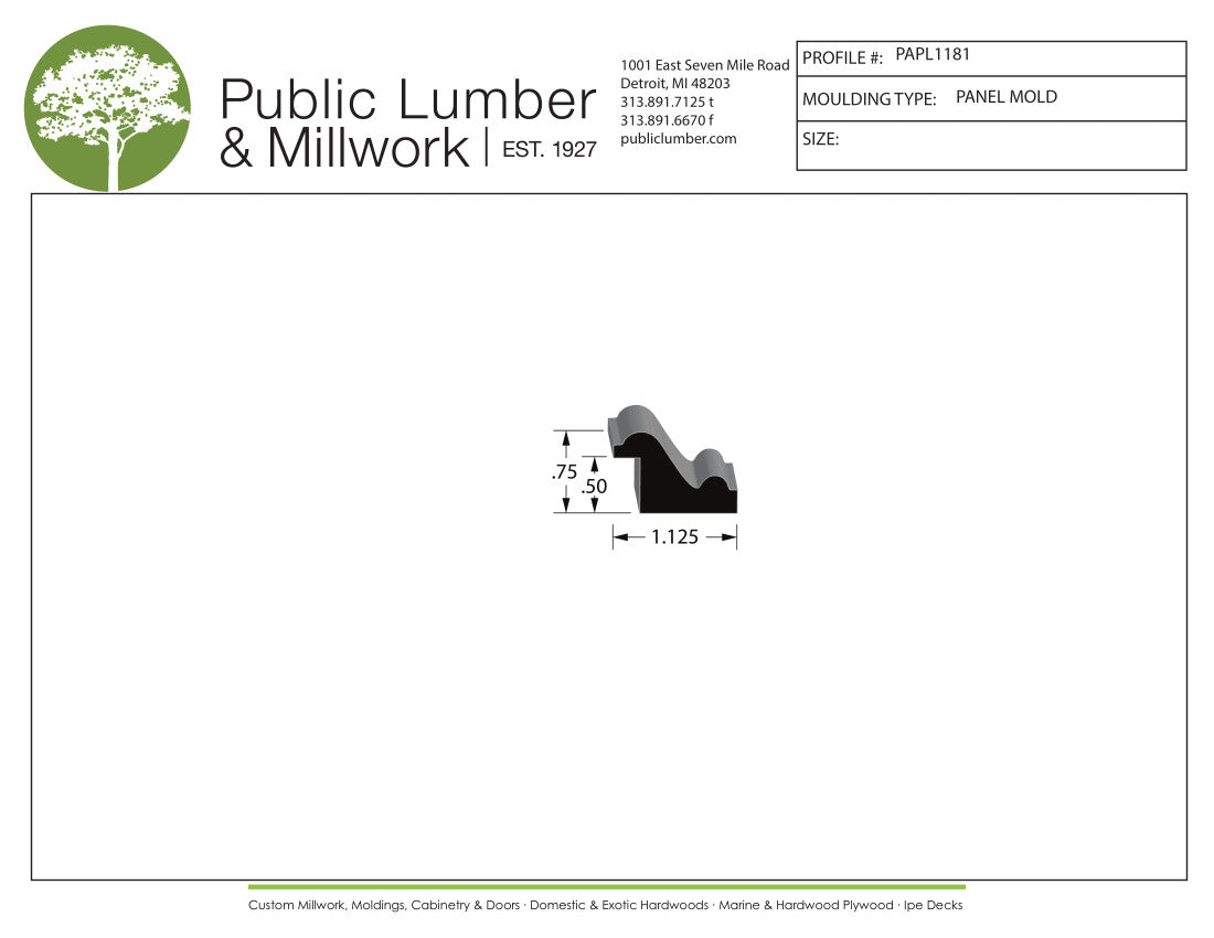 3/4"x1-1/8" Rabbeted Panel PAPL1181