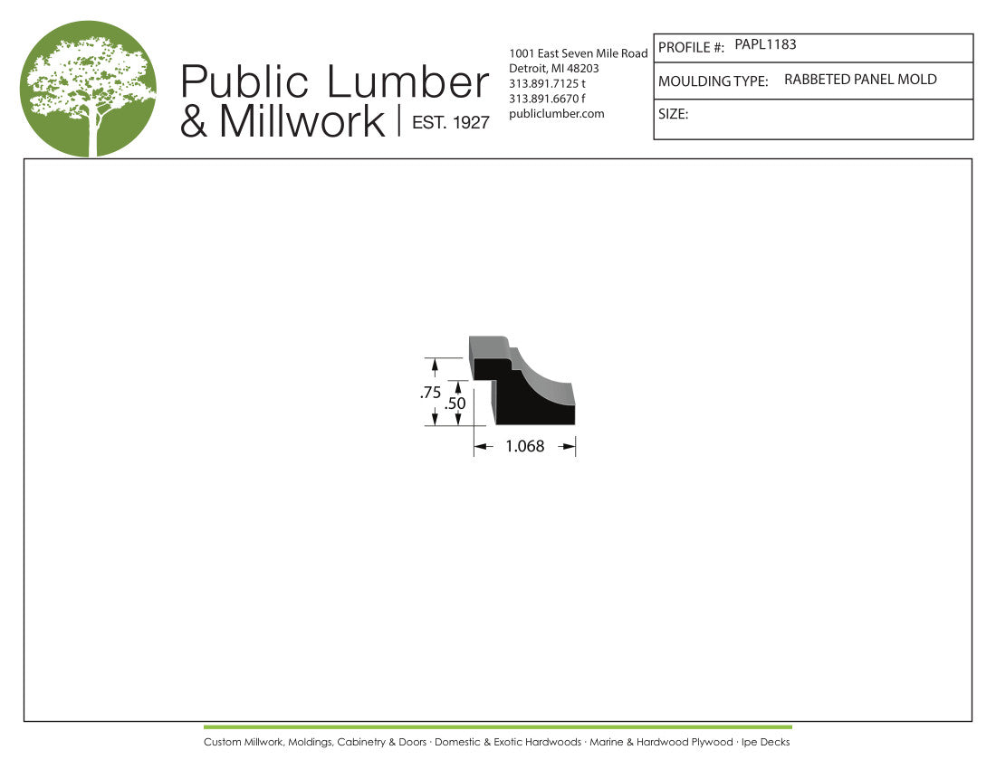 3/4"x1-1/16" Rabbeted Panel PAPL1183