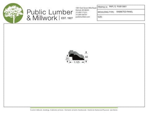1/2"x1-1/8" Rabbeted Panel PAPL12