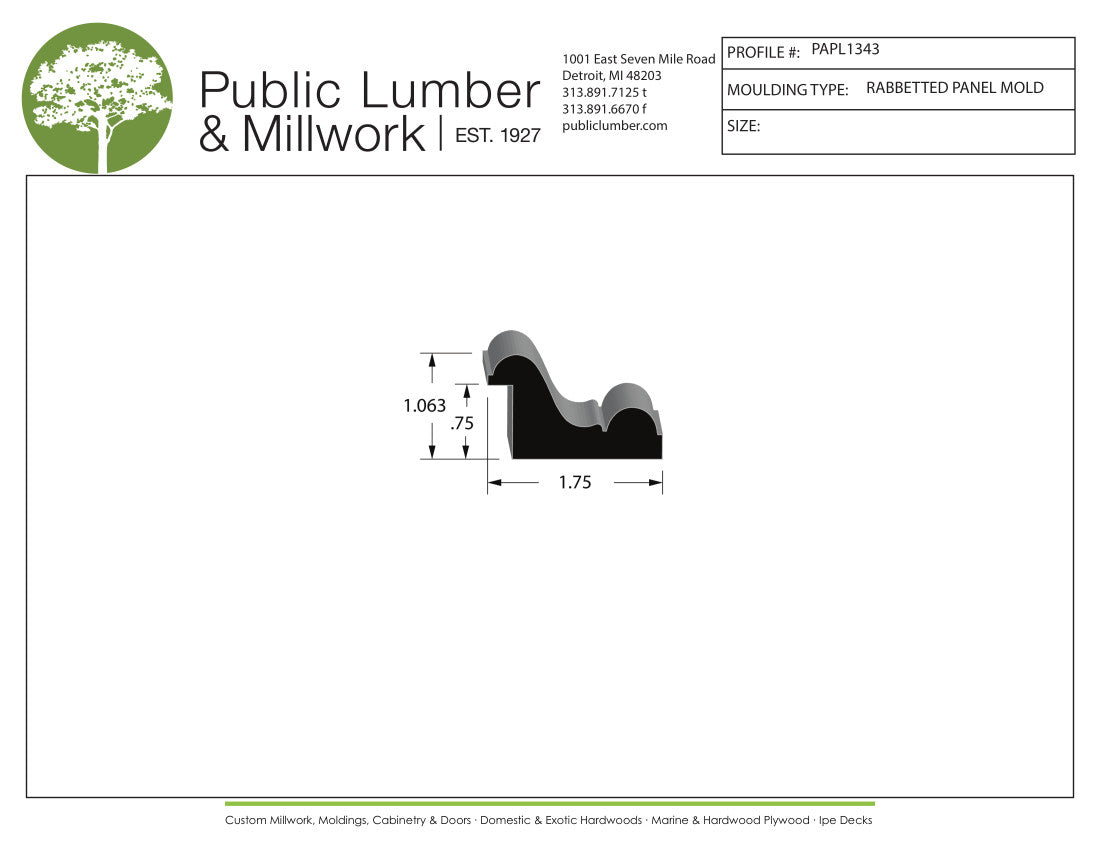 1-1/16"x1-3/4" Rabbeted Panel PAPL1343