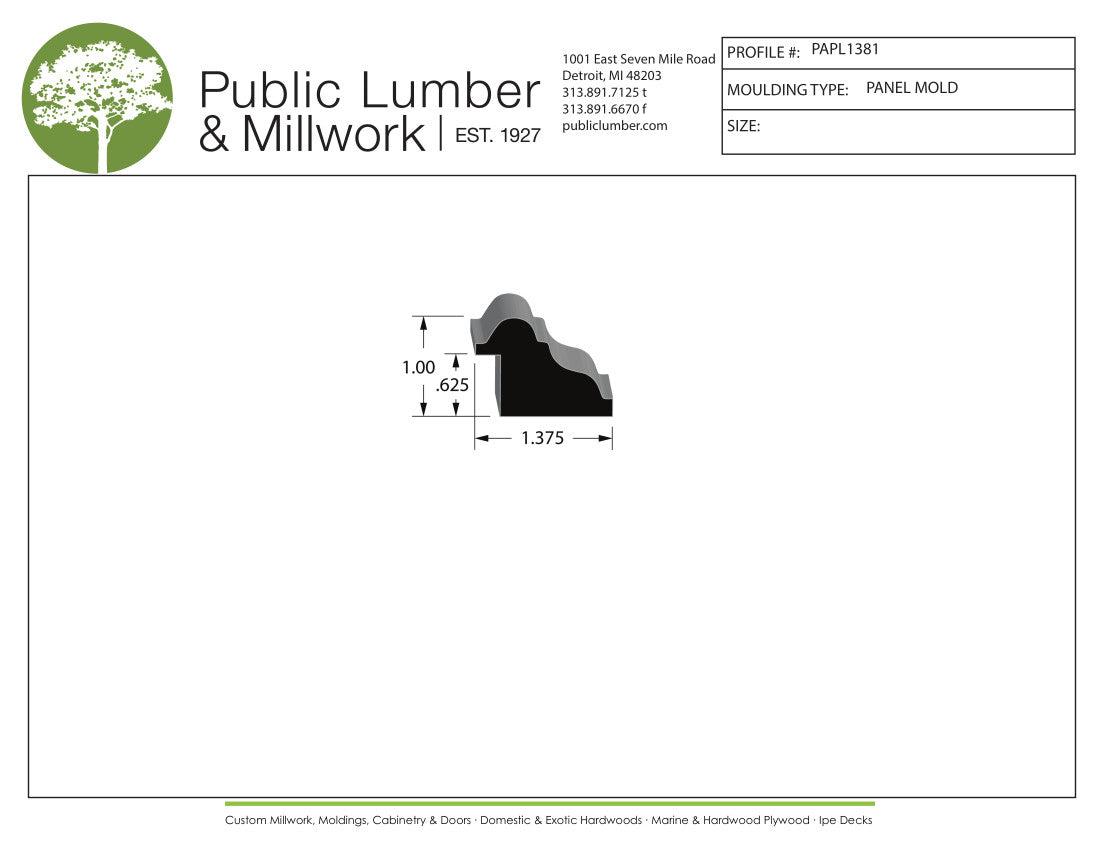 1"x1-3/8" Rabbeted Panel PAPL1381