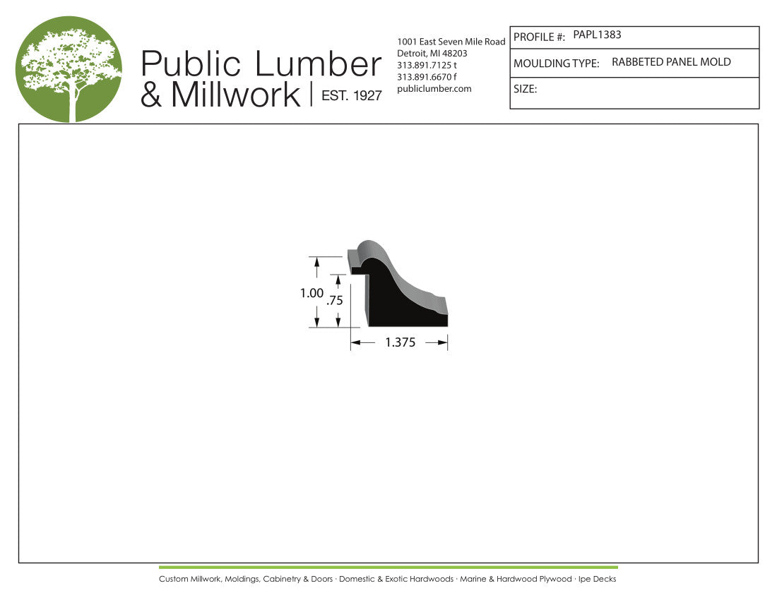 1"x1-3/8" Rabbeted Panel PAPL1383