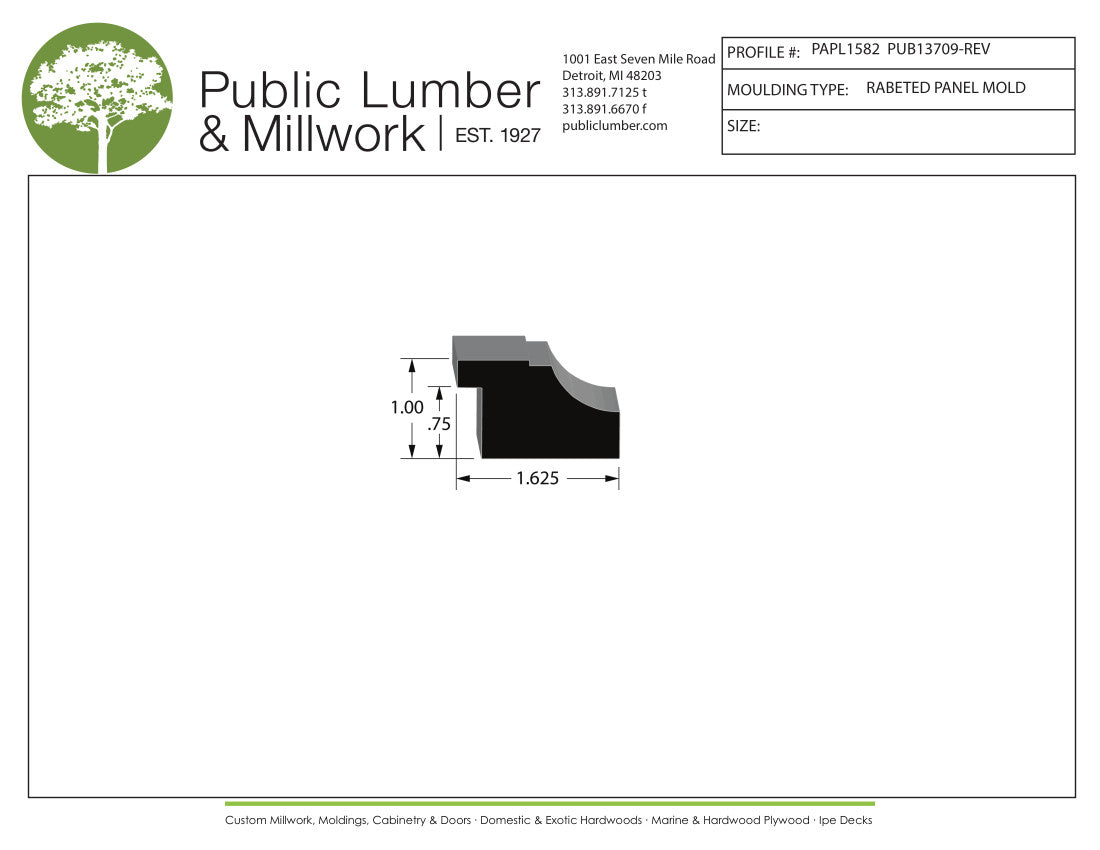 1"x1-5/8" Rabbeted Panel PAPL1582