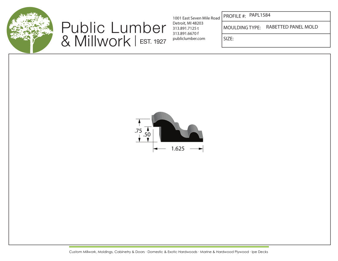 3/4"x1-5/8" Rabbeted Panel PAPL1584