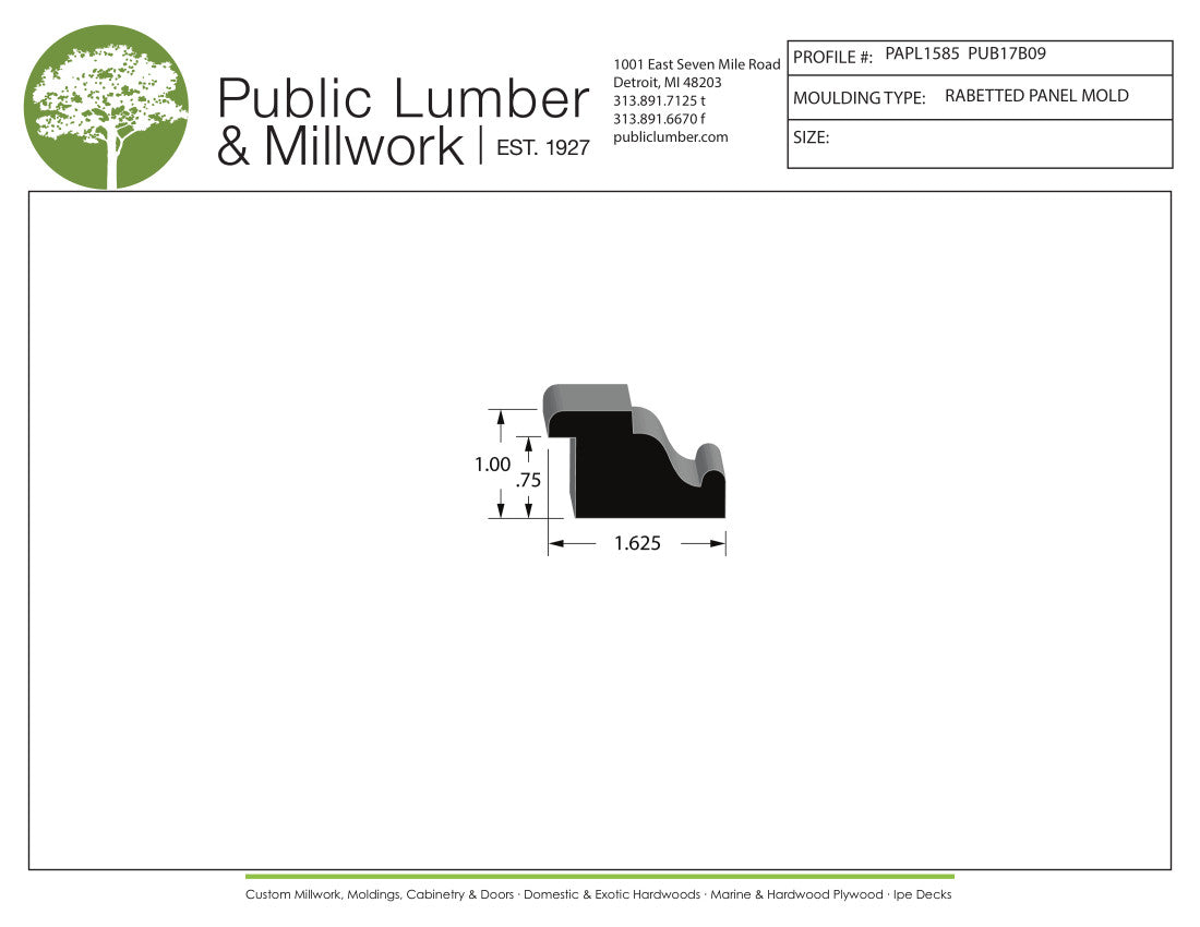 1"x1-5/8" Rabbeted Panel PAPL1585