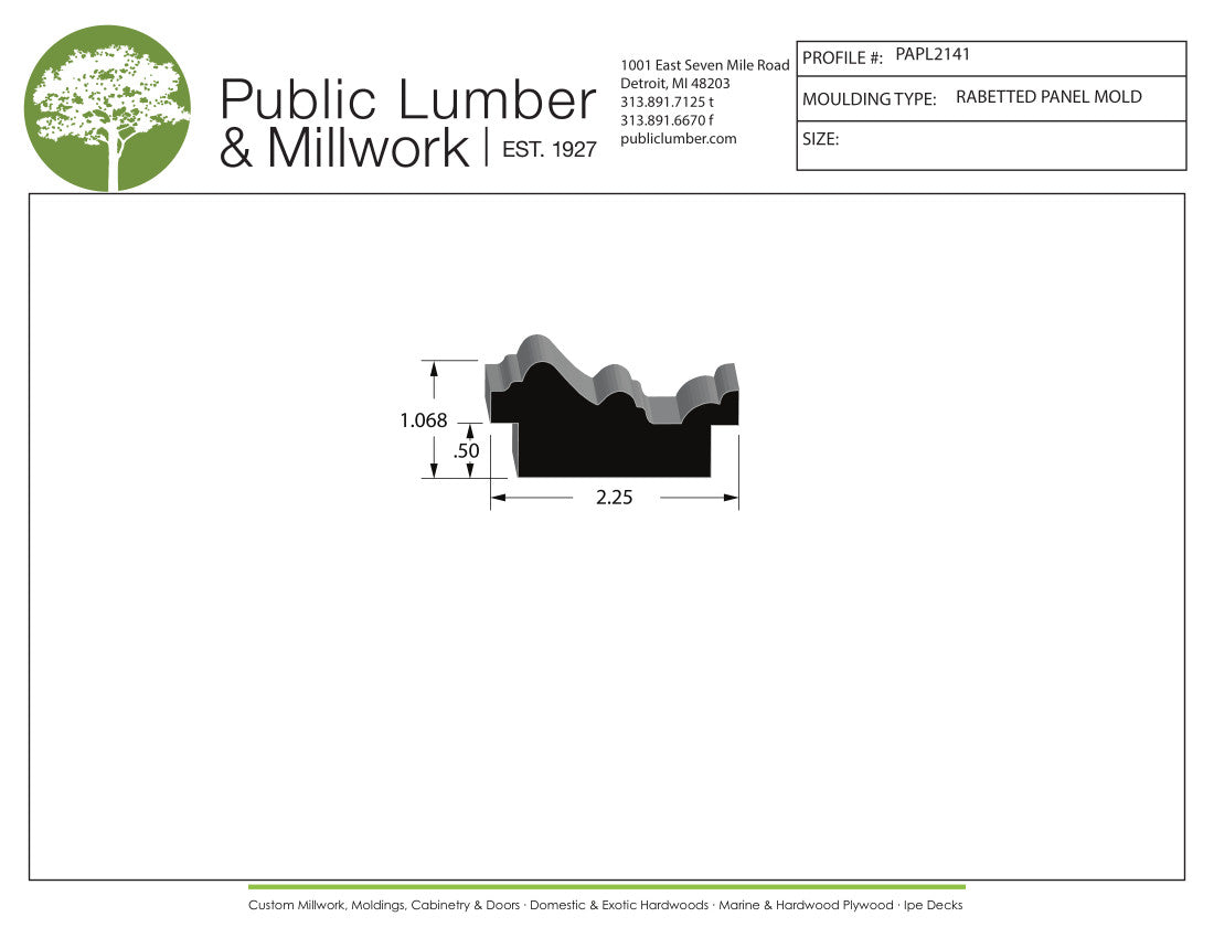 1-1/16"x2-1/4" Rabbeted Panel PAPL2141