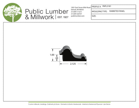 1"x2-1/8" Rabbeted Panel PAPL2181