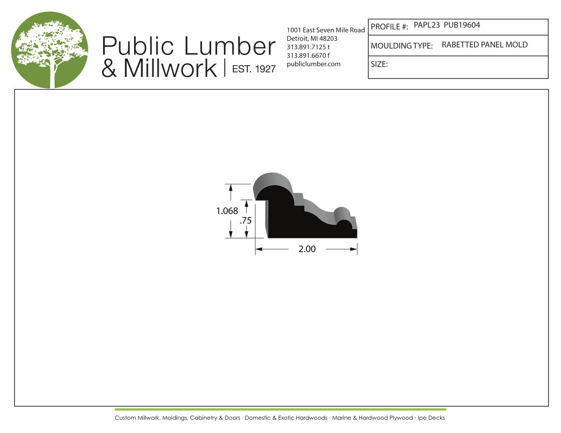 1-1/16"x2" Rabbeted Panel PAPL23