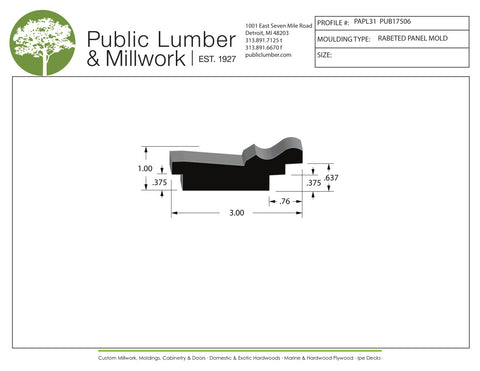 1"x3" Rabbeted Panel PAPL31