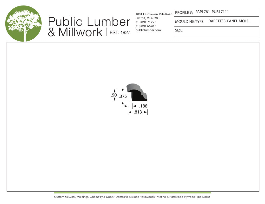 1/2"x7/8" Rabbeted Panel PAPL781