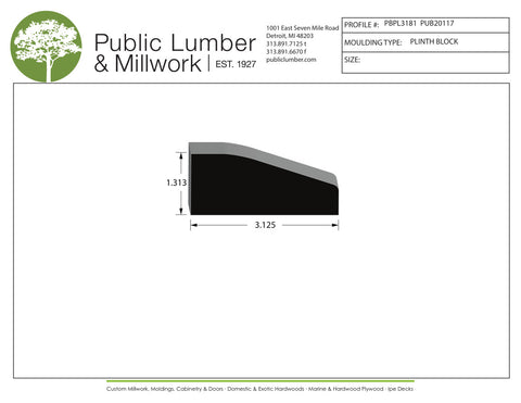 1-5/16"x3-1/8"  Plinth Block PBPL3181