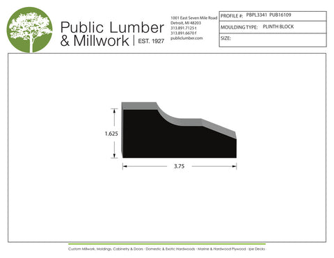 1-5/8"x3-3/4"  Plinth Block PBPL3341