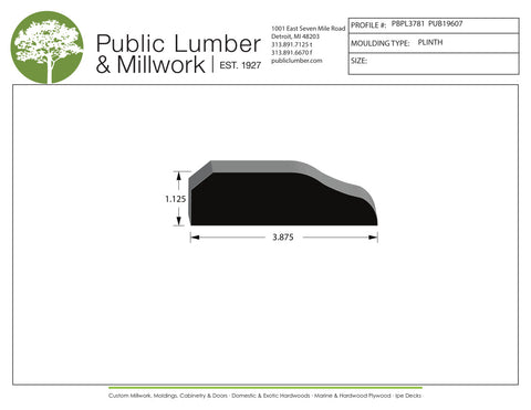 1-1/8"x3-7/8"  Plinth Block PBPL3781