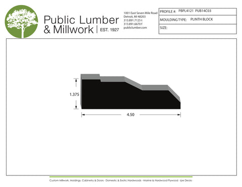 1-3/8"x4-1/2"  Plinth Block PBPL4121