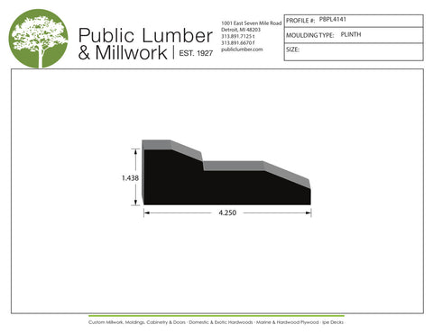 1-7/16"x4-1/4"  Plinth Block PBPL4141