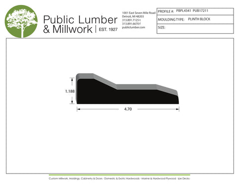 1-3/16"x4-3/4"  Plinth Block PBPL4341