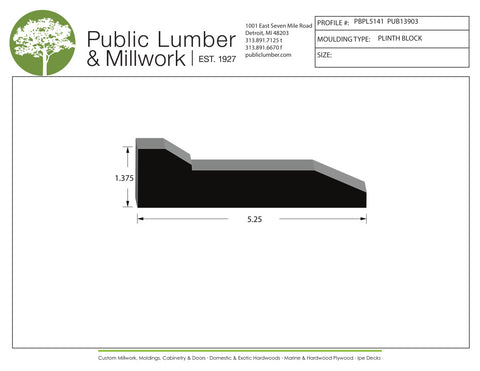 1-3/8"x5-1/4"  Plinth Block PBPL5141