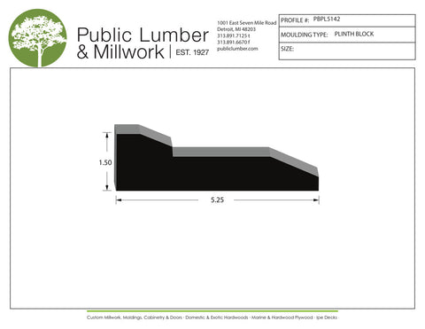 1-1/2"x5-1/4"  Plinth Block PBPL5142