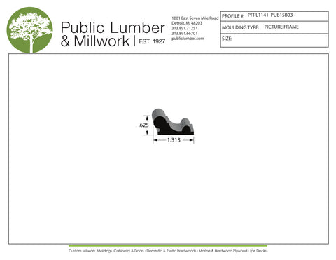 5/8"x1-5/16" Picture Frame Moulding PFPL1141