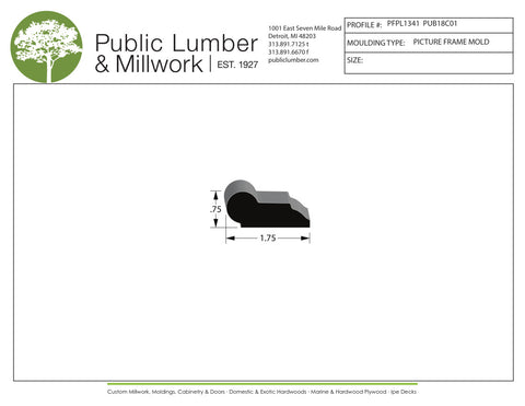 3/4"x1-3/4" Picture Frame Moulding PFPL1341